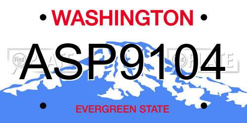 ASP9104 Washington License Plate