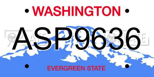 ASP9636 Washington License Plate
