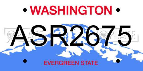 ASR2675 Washington License Plate