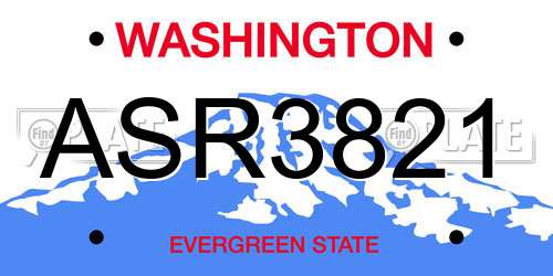 ASR3821 Washington License Plate