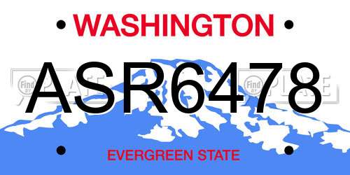 ASR6478 Washington License Plate