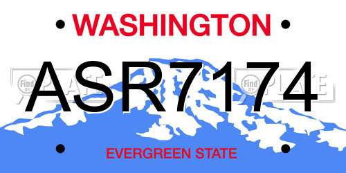 ASR7174 Washington License Plate