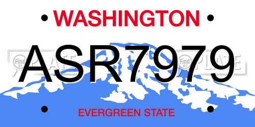 ASR7979 Washington License Plate