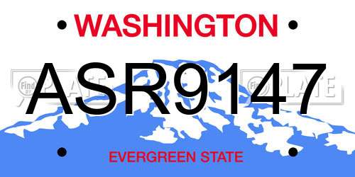 ASR9147 Washington License Plate