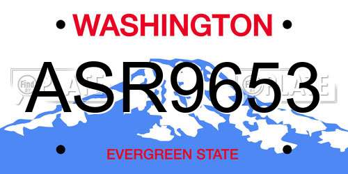 ASR9653 Washington License Plate