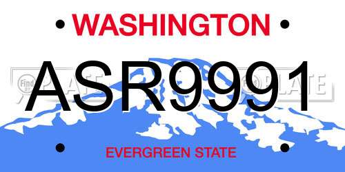 ASR9991 Washington License Plate