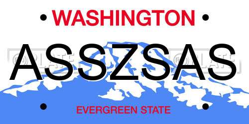ASSZSAS Washington License Plate