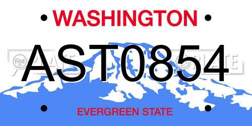 AST0854 Washington License Plate