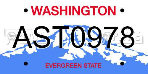 AST0978 Washington License Plate