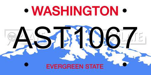 AST1067 Washington License Plate