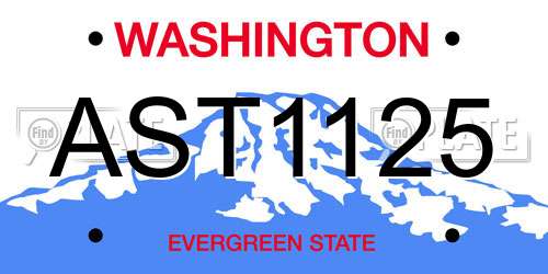 AST1125 Washington License Plate