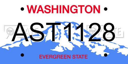AST1128 Washington License Plate