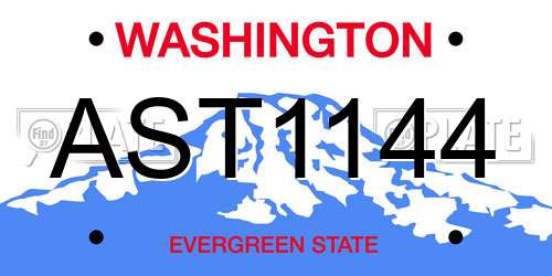 AST1144 Washington License Plate