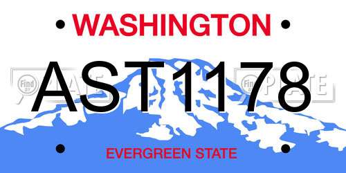 AST1178 Washington License Plate