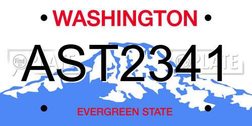 AST2341 Washington License Plate