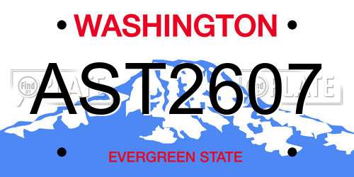 AST2607 Washington License Plate