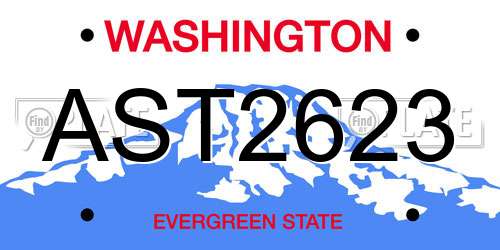 AST2623 Washington License Plate