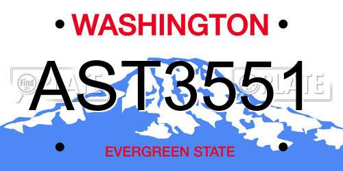 AST3551 Washington License Plate