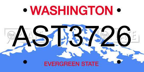 AST3726 Washington License Plate