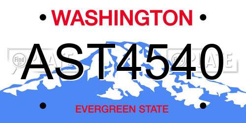 AST4540 Washington License Plate