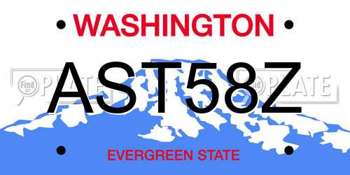 AST58Z Washington License Plate