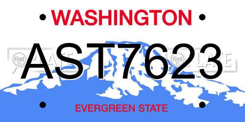 AST7623 Washington License Plate
