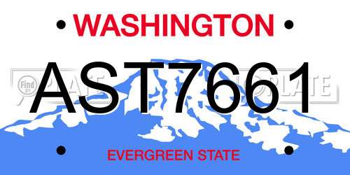 AST7661 Washington License Plate
