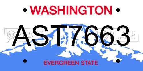 AST7663 Washington License Plate