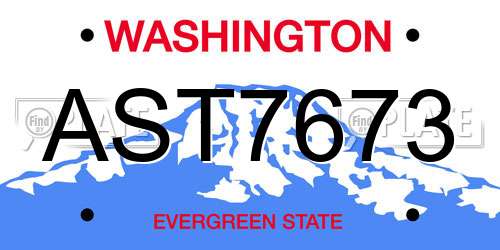 AST7673 Washington License Plate