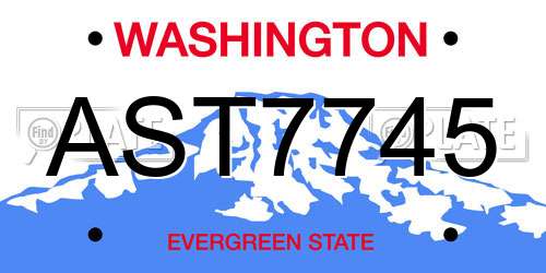 AST7745 Washington License Plate