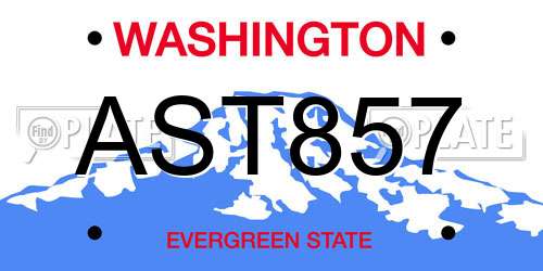 AST857 Washington License Plate