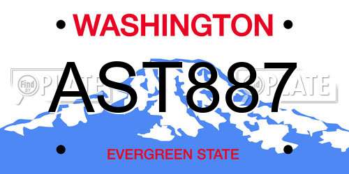 AST887 Washington License Plate