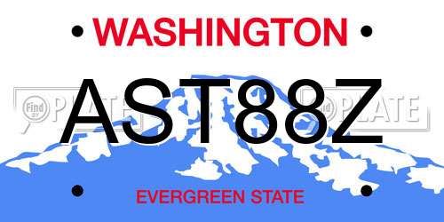 AST88Z Washington License Plate