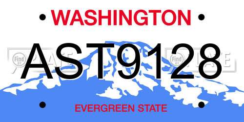AST9128 Washington License Plate