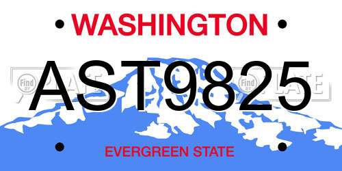 AST9825 Washington License Plate