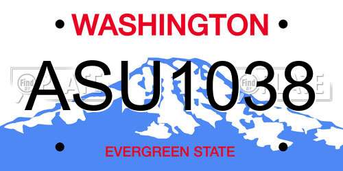 ASU1038 Washington License Plate