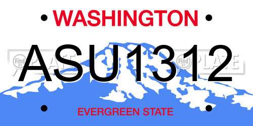 ASU1312 Washington License Plate