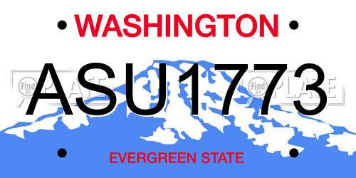ASU1773 Washington License Plate