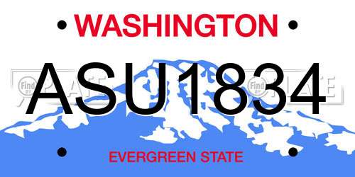 ASU1834 Washington License Plate