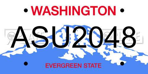 ASU2048 Washington License Plate