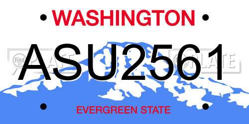 ASU2561 Washington License Plate
