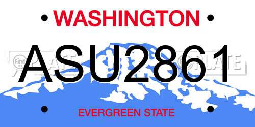 ASU2861 Washington License Plate