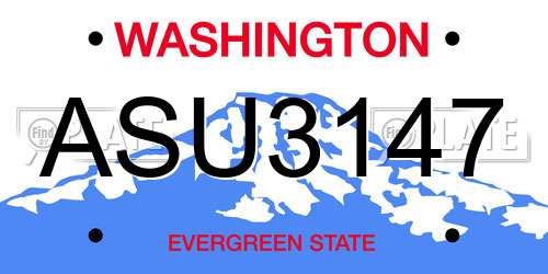 ASU3147 Washington License Plate