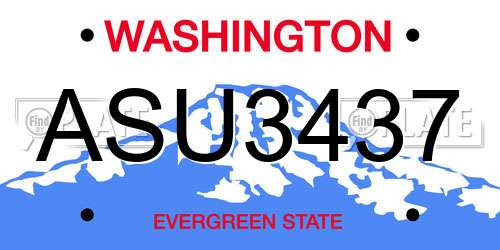ASU3437 Washington License Plate