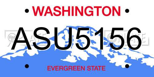 ASU5156 Washington License Plate