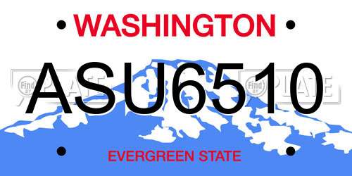 ASU6510 Washington License Plate