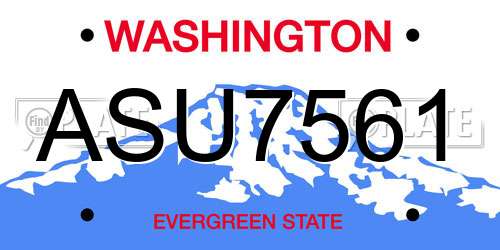 ASU7561 Washington License Plate