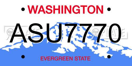 ASU7770 Washington License Plate