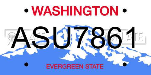 ASU7861 Washington License Plate