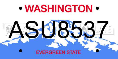 ASU8537 Washington License Plate